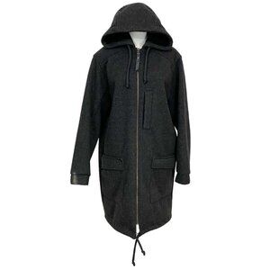 BODYBAG BY JUDE CHARCOAL GREY WOOL BLEND HOODED MID-LENGTH COAT - M